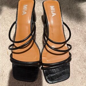 MIA Black Croc-Embossed Heels